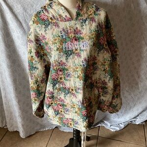 Pleasures Floral Cream Crewneck Hoodie - Women's/Men's Floral Pullover